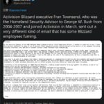 众多暴雪员工推特发文 公开反对官方诉讼回应声明